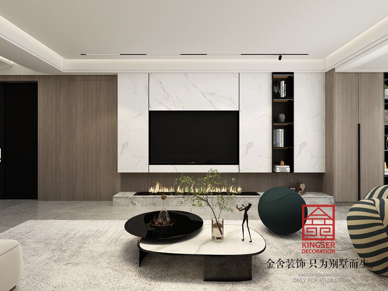 國仕山163㎡現(xiàn)代風格電視墻設計