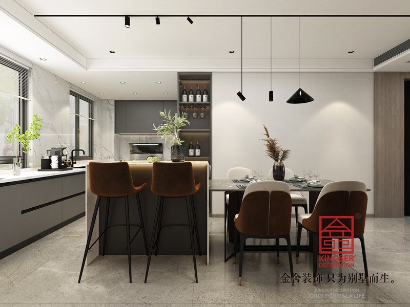 國仕山163㎡現(xiàn)代風格餐廳設計